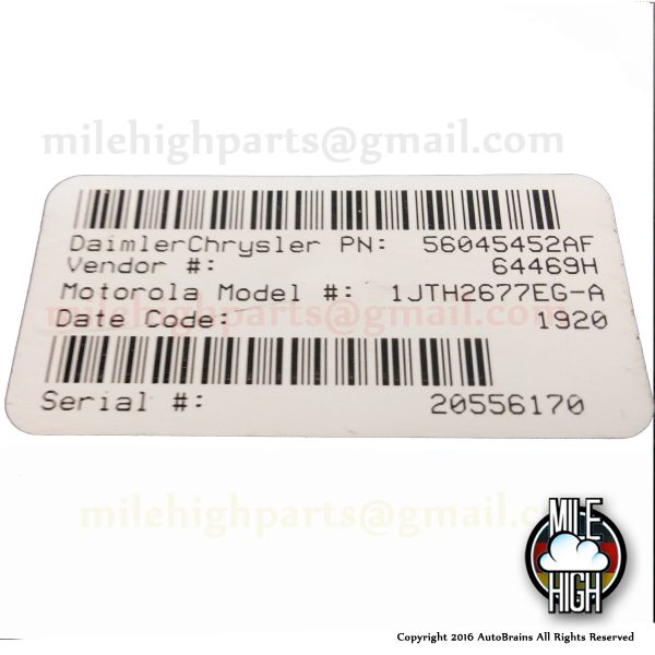 01 - 03 Dodge Dakota Durango Central Timer Alarm Control P56045452AF - Image 4
