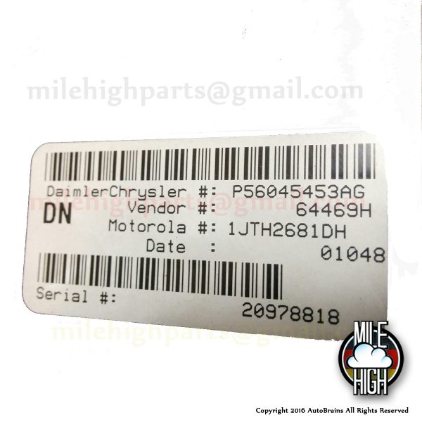 01 02 03 Dodge Dakota Durango Central Timer Alarm Control Body P56045453AG