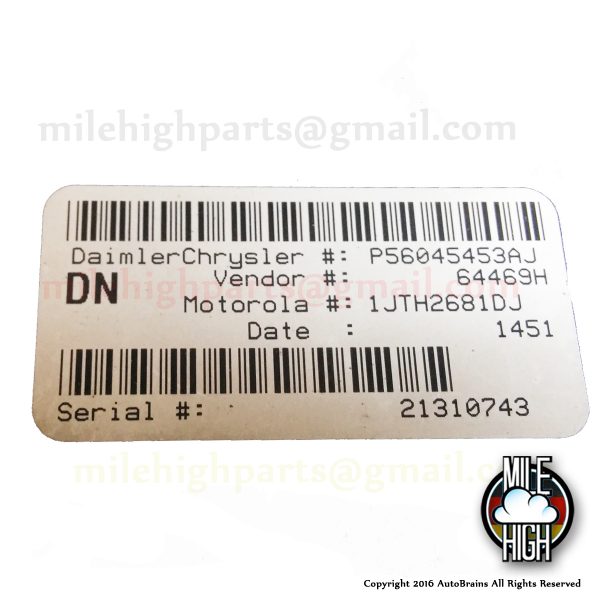 01 02 03 Dodge Dakota Durango Central Timer Alarm Control Body Module 45453AJ