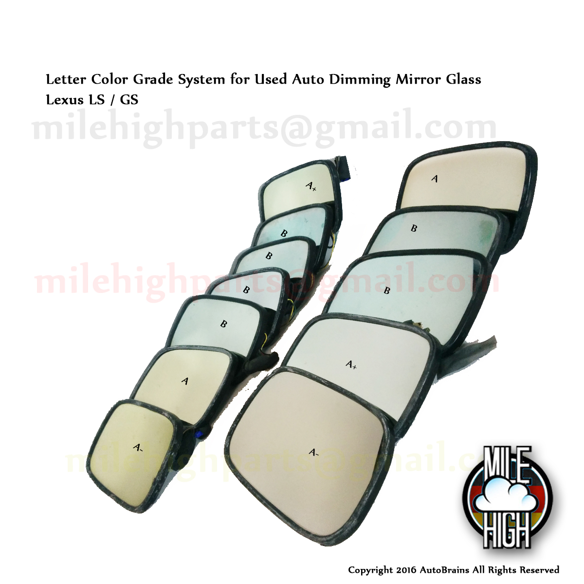 94-05 Lexus LS400 GS400 GS430 RH Passenger Auto Dim Mirror Glass 561029 GS LS *B