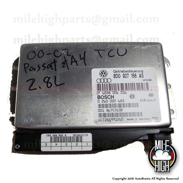 00-05 VW Passat B5 2.8L Transmission Control Computer TCU TCM 8D0 927 156 AS 2.8