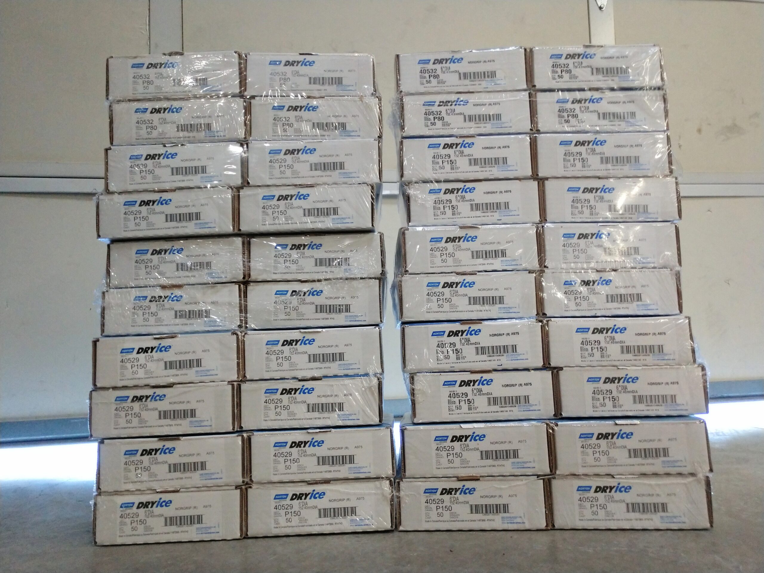 ABRASIVES LOT 3200pcs! Norton DRY ICE Hook & Loop Discs 6in 6" p80 p150 grit - Image 3