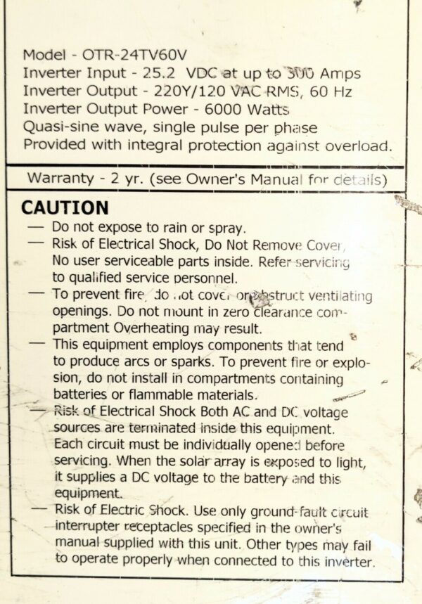 USA MADE 24v to 220v 3ph Inverter 6k Watt Sensata Magnum Dimensions 24tv60v 3ø - Image 4